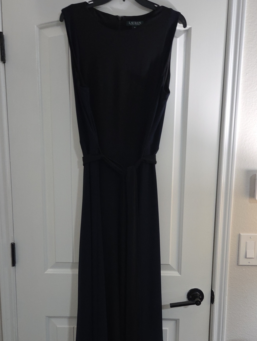 Lauren Ralph Lauren Black Sleeveless Maxi Dress with Self-Tie Waist